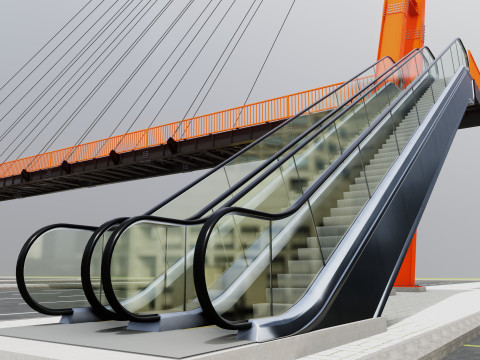Rope Tension Pedestrian Overpass Escalator 3Dモデル