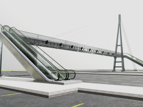 Rope Tension Pedestrian Overpass Escalator 3Dモデル