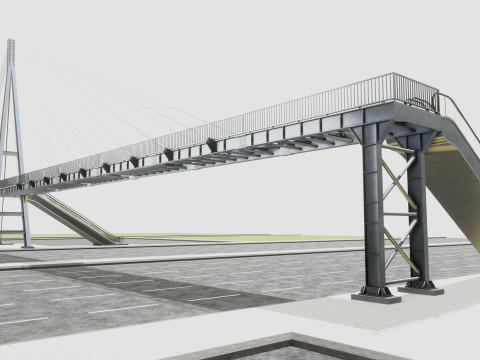 Rope Tension Pedestrian Overpass Escalator 3Dモデル