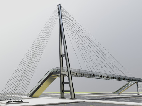 Rope Tension Pedestrian Overpass Escalator 3Dモデル