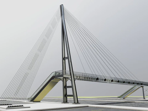 Rope Tension Pedestrian Overpass Escalator 3D Model