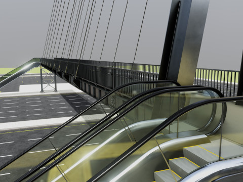 Rope Tension Pedestrian Overpass Escalator 3Dモデル