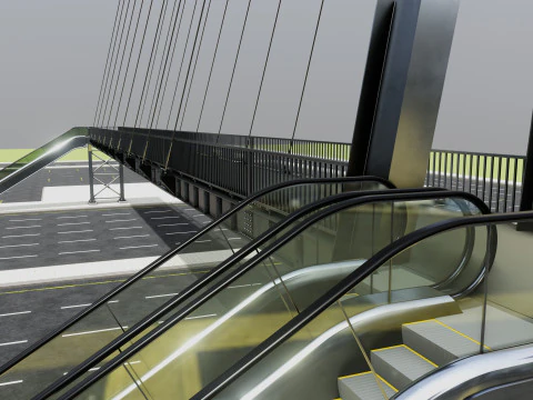 Rope Tension Pedestrian Overpass Escalator 3D Model