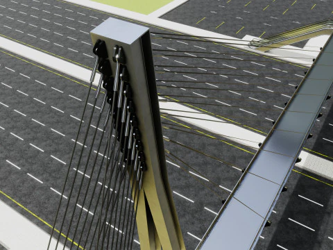 Rope Tension Pedestrian Overpass Escalator 3D Model