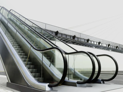 Rope Tension Pedestrian Overpass Escalator 3D Model