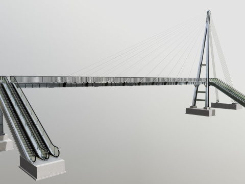 Rope Tension Pedestrian Overpass Escalator 3Dモデル
