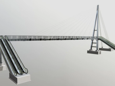 Rope Tension Pedestrian Overpass Escalator 3D Model