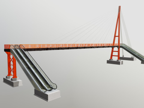 Rope Tension Pedestrian Overpass Escalator 3Dモデル