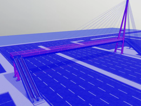 Rope Tension Pedestrian Overpass Escalator 3D Model