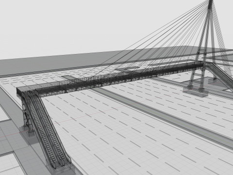 Rope Tension Pedestrian Overpass Escalator 3Dモデル
