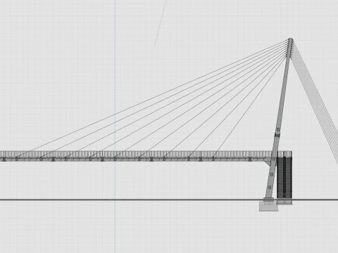Rope Tension Pedestrian Overpass Escalator 3D Model