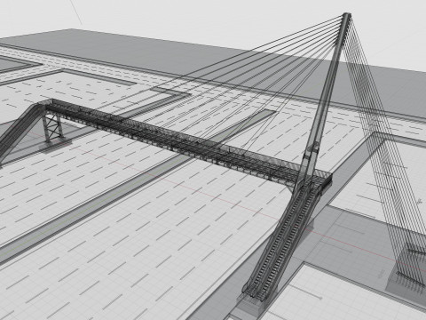 Rope Tension Pedestrian Overpass Escalator 3Dモデル