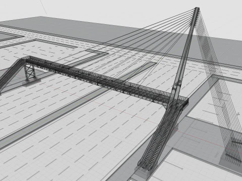 Rope Tension Pedestrian Overpass Escalator 3D Model