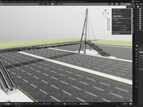 Rope Tension Pedestrian Overpass Escalator 3Dモデル
