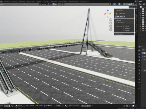 Rope Tension Pedestrian Overpass Escalator 3D Model