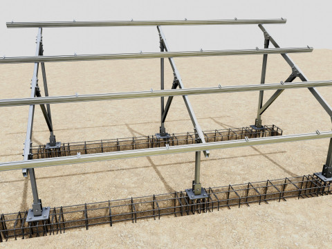 Lightweight Ground Solar Construction Type-2 3Dモデル