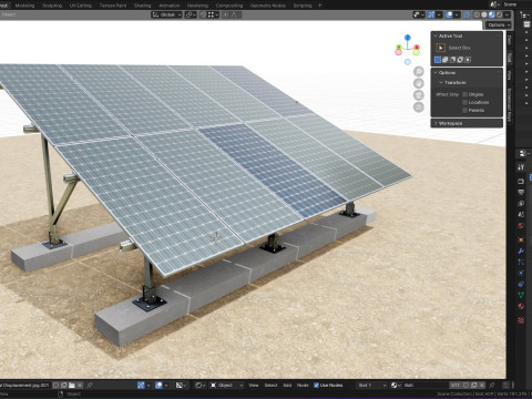 Lightweight Ground Solar Construction Type-2 3Dモデル
