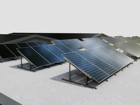 Rooftop Lightweight Solar Construction Type-1 3D 모델