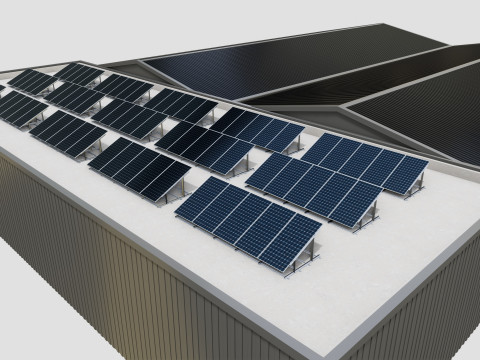Rooftop Lightweight Solar Construction Type-1 3D 모델