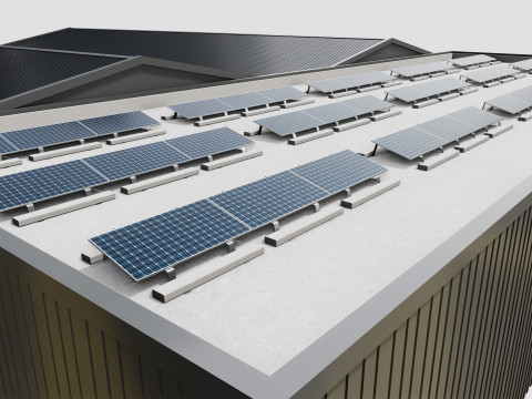 Rooftop Lightweight Solar Construction Type-2 3D Model