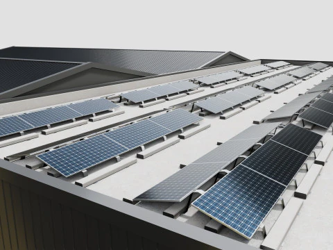 Rooftop Lightweight Solar Construction Type-4 3D Model