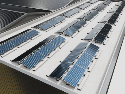 Rooftop Lightweight Solar Construction Type-4 3D Model
