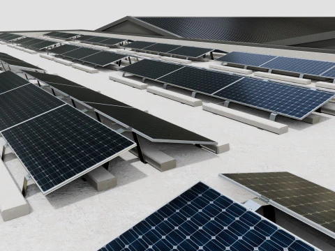 Rooftop Lightweight Solar Construction Type-4 3D Model