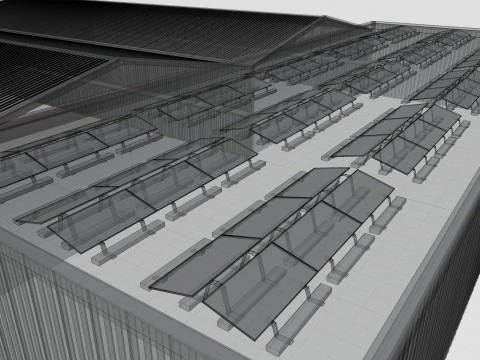 Rooftop Lightweight Solar Construction Type-4 3D Model
