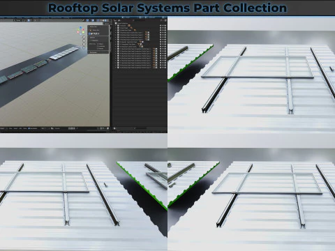 Rooftop Solar Systems Part Collection 3D Model