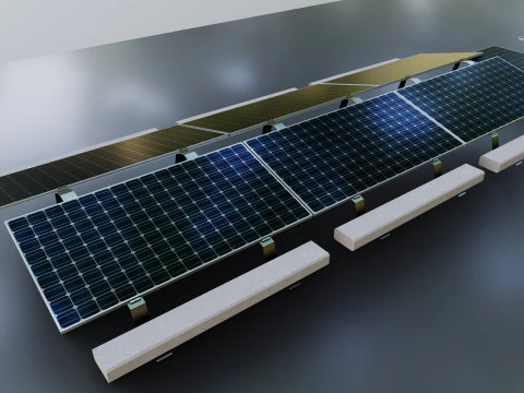 Rooftop Solar Systems Part Collection 3D Model