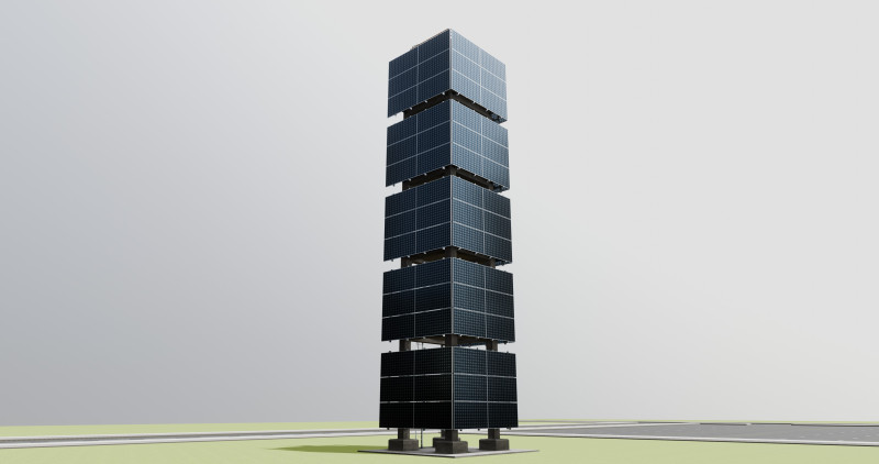 Solar Concrete Tower Type-1 3D Модель .c4d .max .obj .3ds .fbx .stl .blend
