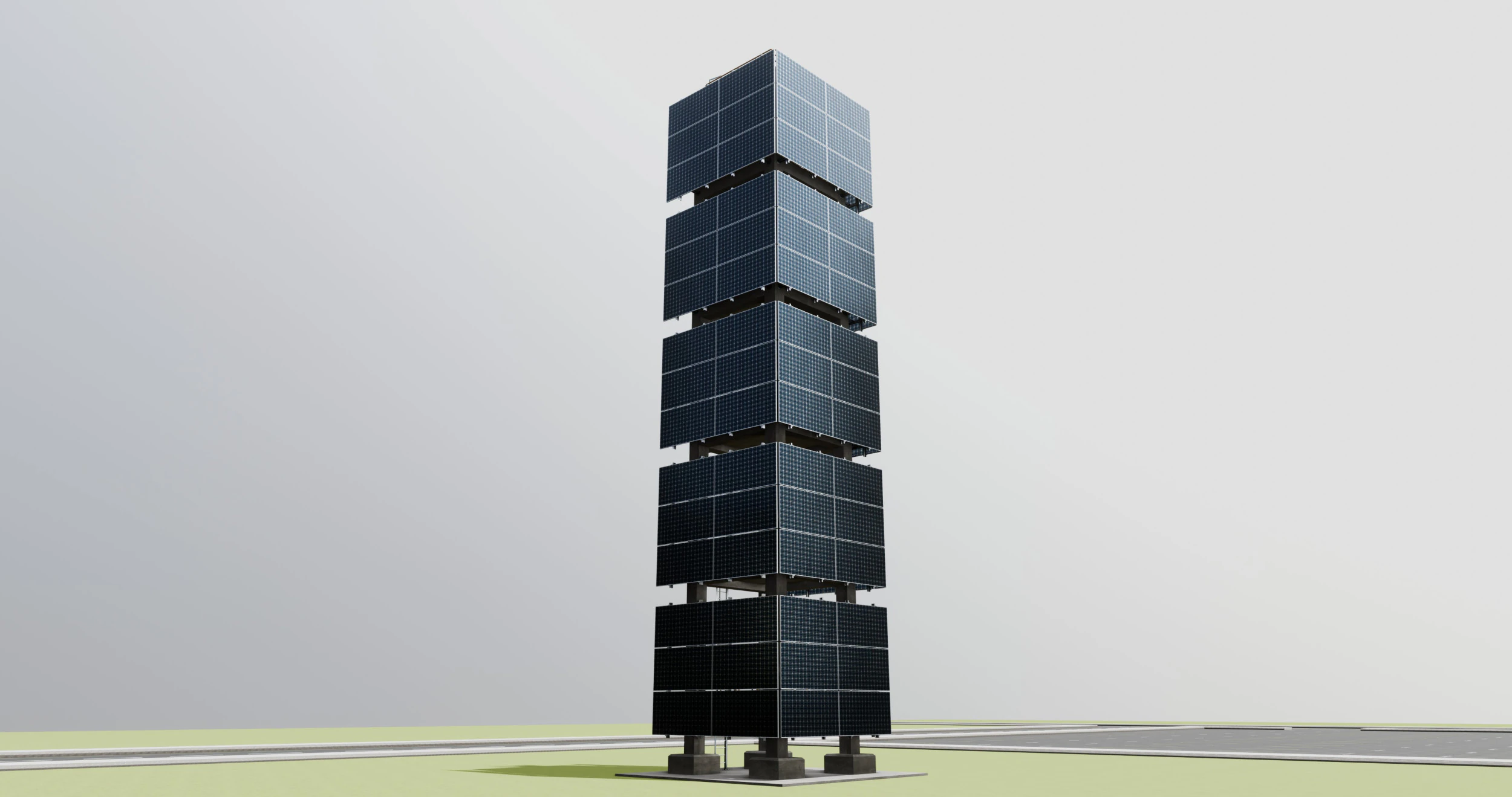 Solar Concrete Tower Type-1 3D Model .c4d .max .obj .3ds .fbx .stl .blend 