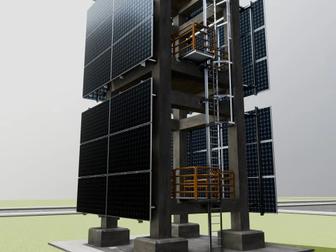 Solar Concrete Tower Type-1 3D Model