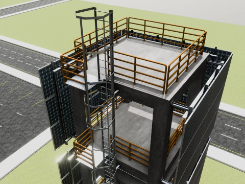 Solar Concrete Tower Type-1 3D Model