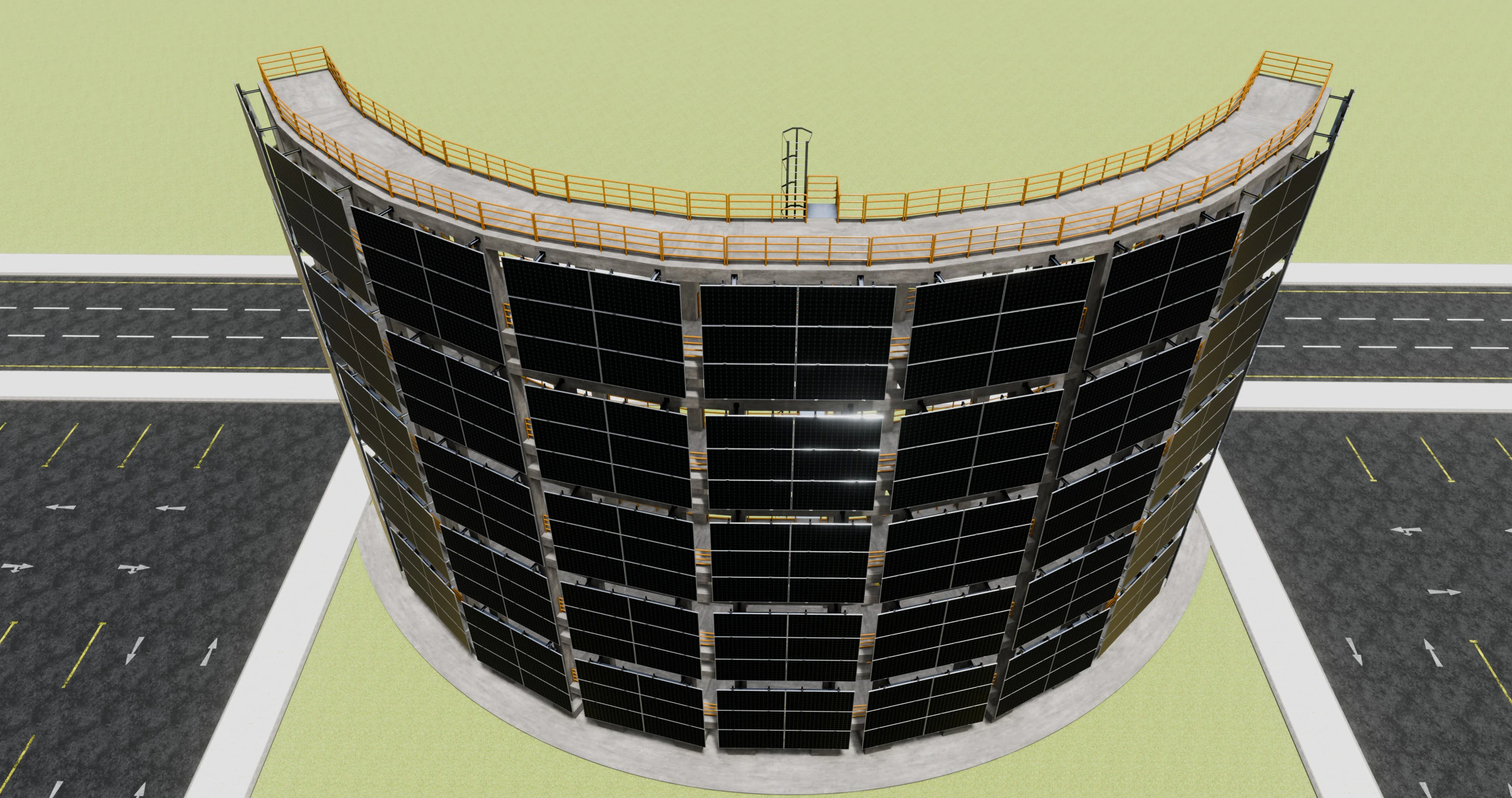 Solar Concrete Tower Type-3 3D Model .c4d .max .obj .3ds .fbx .stl .blend