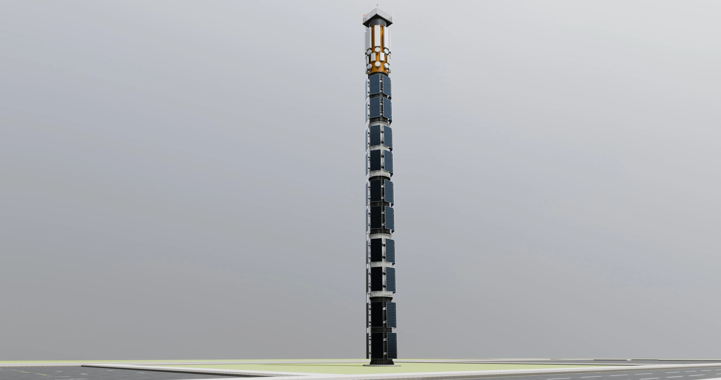 GSM and Solar Tower 3D Model .c4d .max .obj .3ds .fbx .stl .blend 