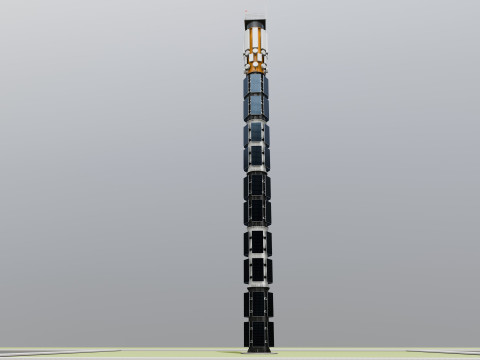 GSM and Solar Tower 3D Model
