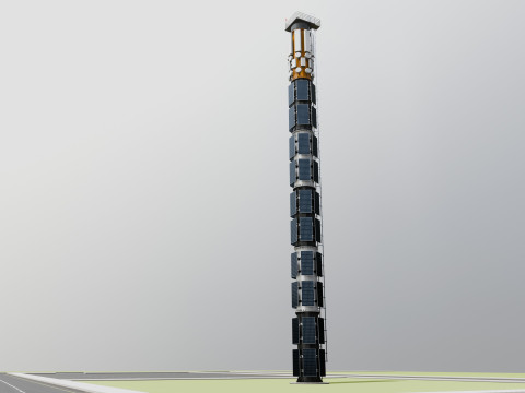 GSM and Solar Tower 3D Model