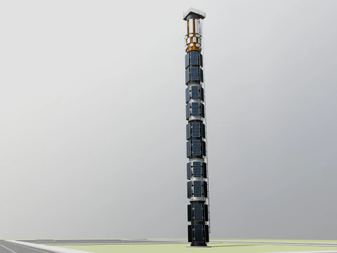 GSM and Solar Tower 3D Model