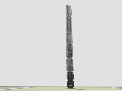GSM and Solar Tower 3D Model