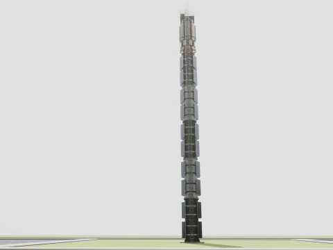 GSM and Solar Tower 3D Model