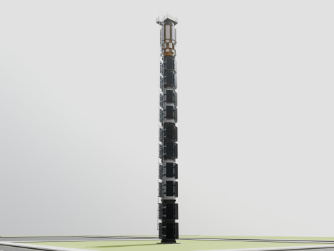 GSM and Solar Tower 3D Model