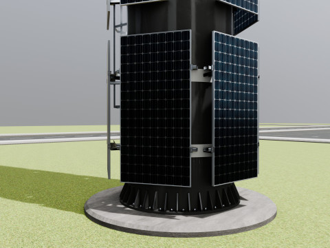 GSM and Solar Tower 3D Model