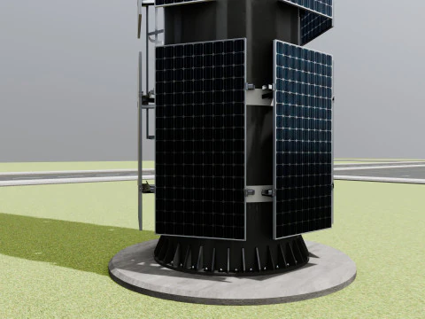 GSM and Solar Tower 3D Model
