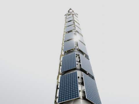 GSM and Solar Tower 3D Model