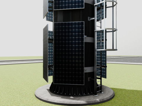GSM and Solar Tower 3D Model
