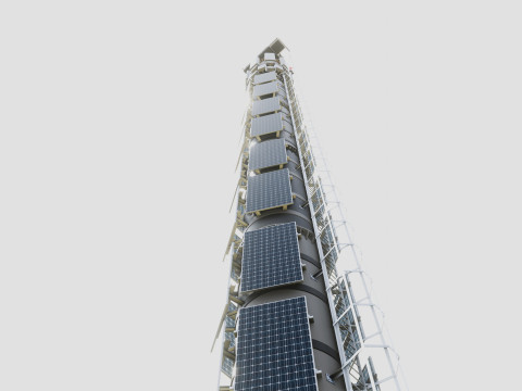 GSM and Solar Tower 3D Model