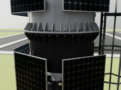 GSM and Solar Tower 3D Model