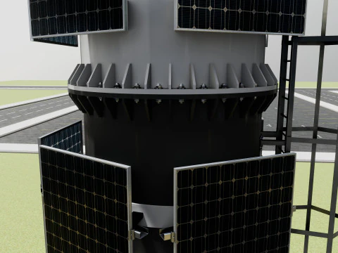 GSM and Solar Tower 3D Model