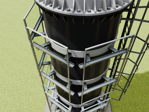 GSM and Solar Tower 3D Model